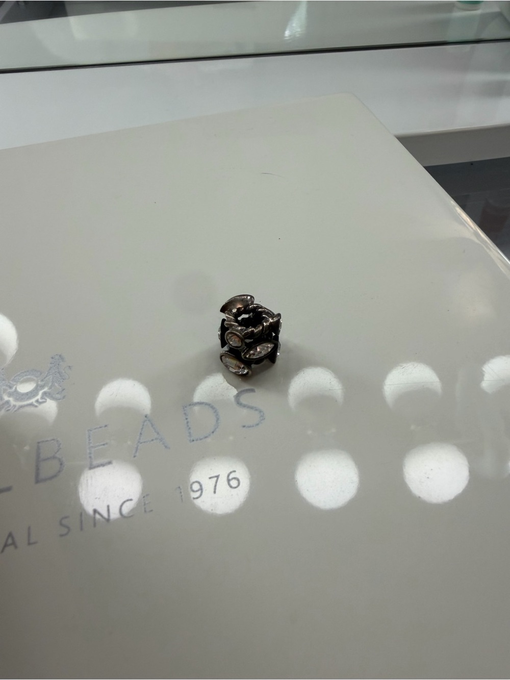 Silver Floral Chamilia Bead with Clear Stones